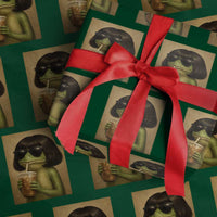 Funny Frog Bob Haircut Renaissance Painting Meme Wrapping Paper Roll