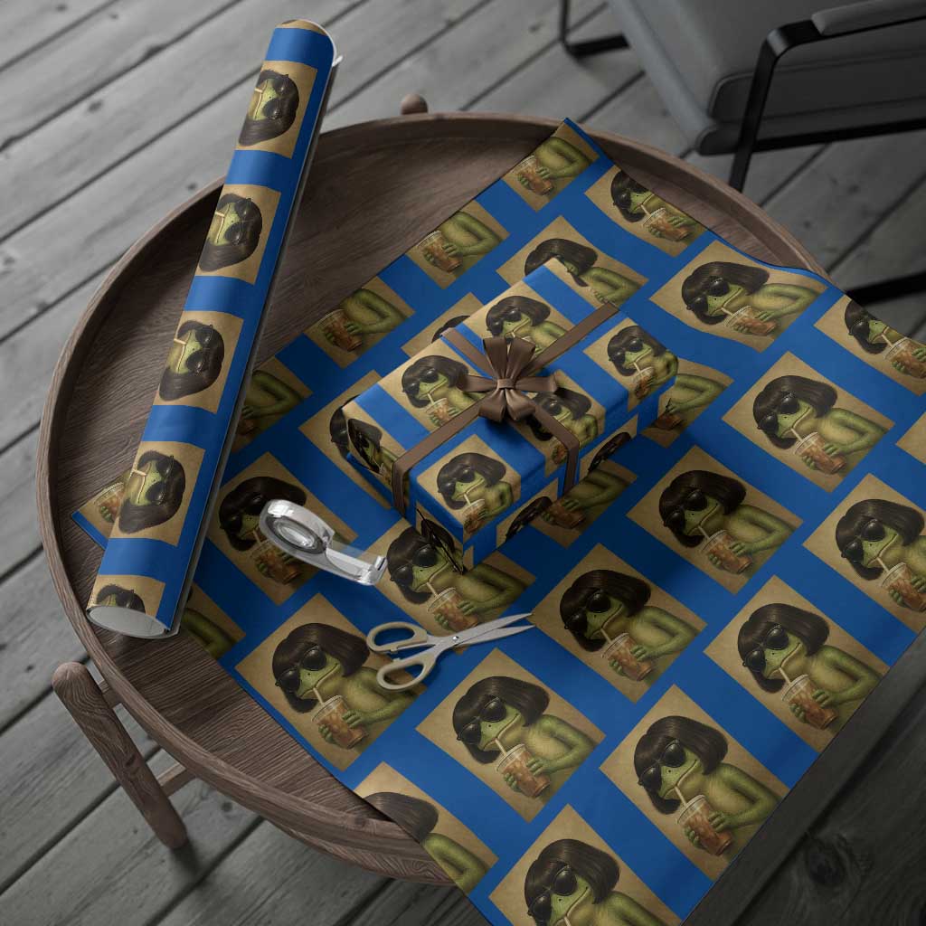 Funny Frog Bob Haircut Renaissance Painting Meme Wrapping Paper Roll