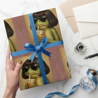 Funny Frog Bob Haircut Renaissance Painting Meme Wrapping Paper Roll