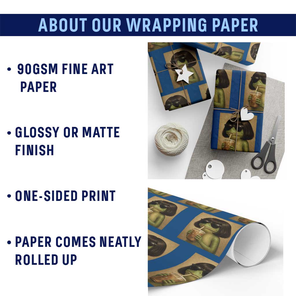 Funny Frog Bob Haircut Renaissance Painting Meme Wrapping Paper Roll