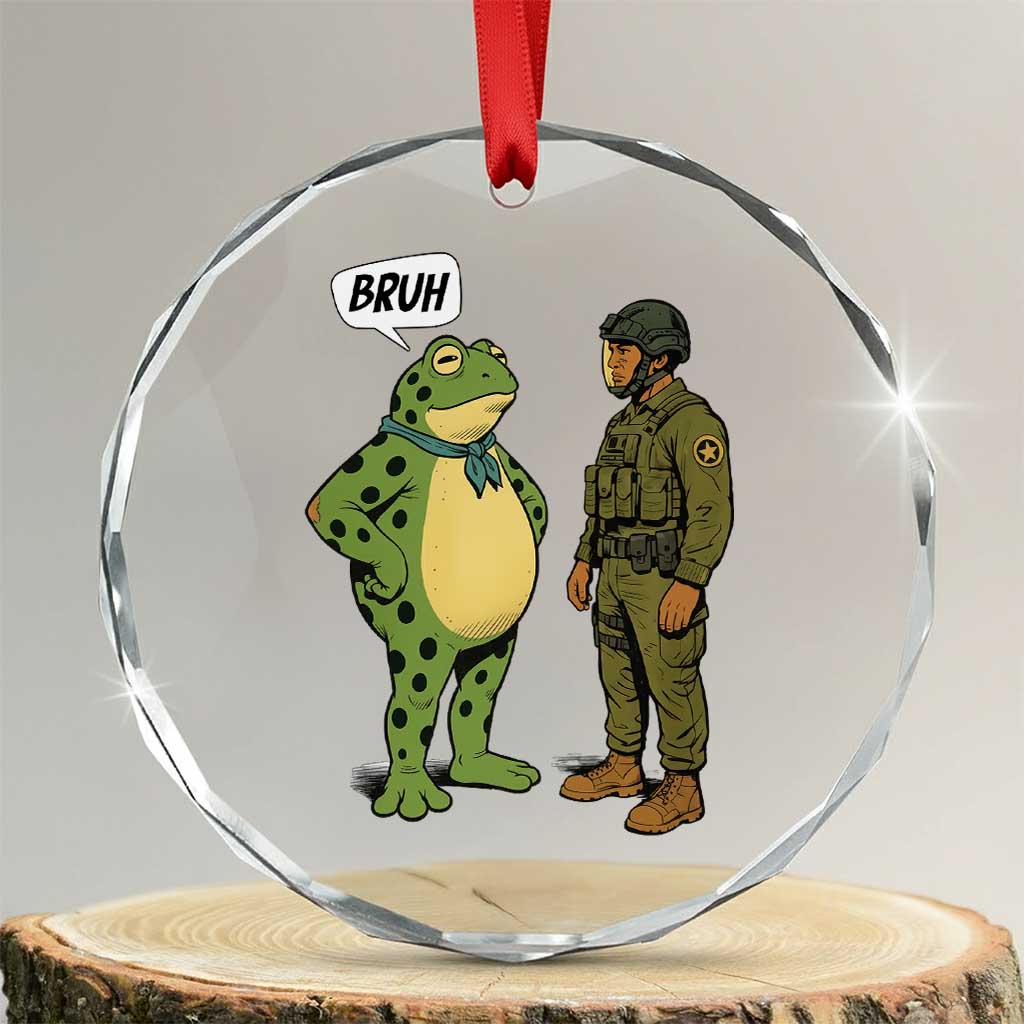Funny Frog Bruh Resist Meme Crystal Glass Ornament Free Portland Oregon Political Satire - Wonder Print Shop