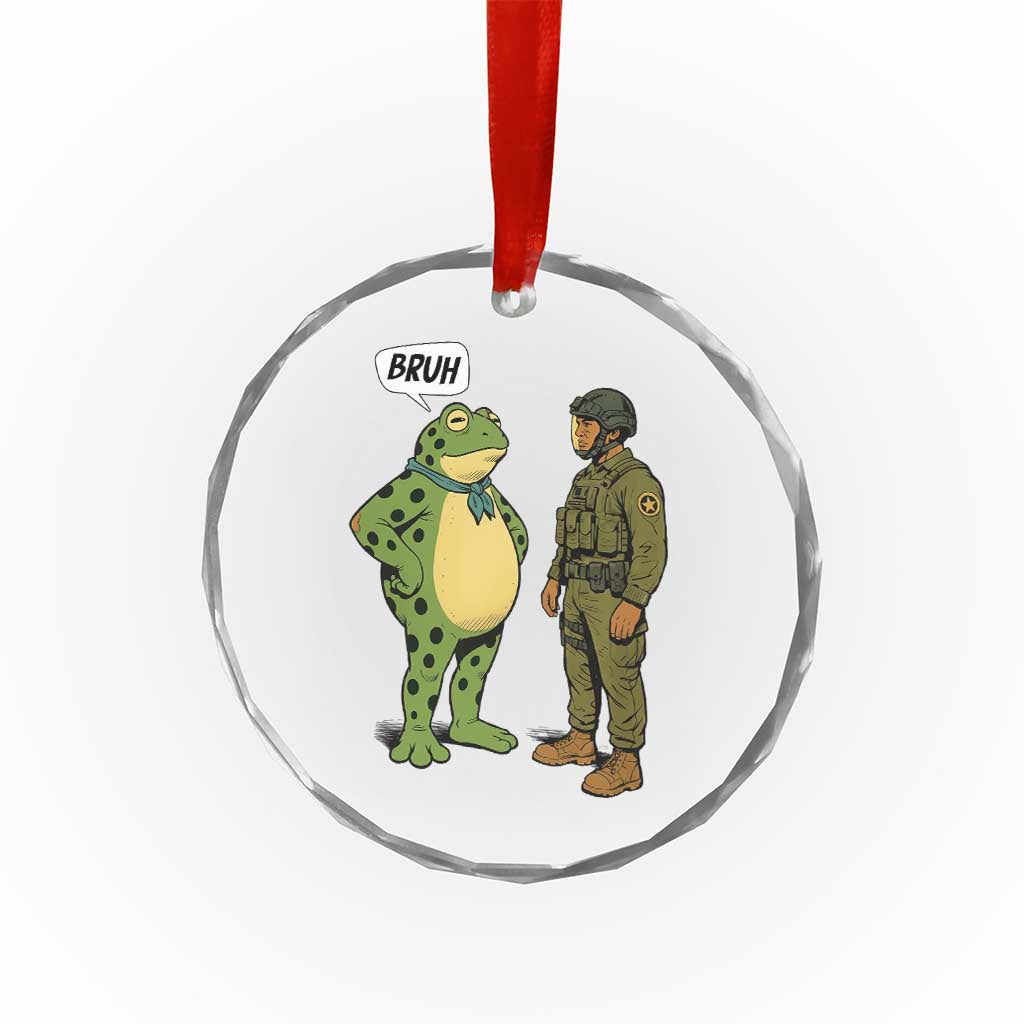 Funny Frog Bruh Resist Meme Crystal Glass Ornament Free Portland Oregon Political Satire - Wonder Print Shop