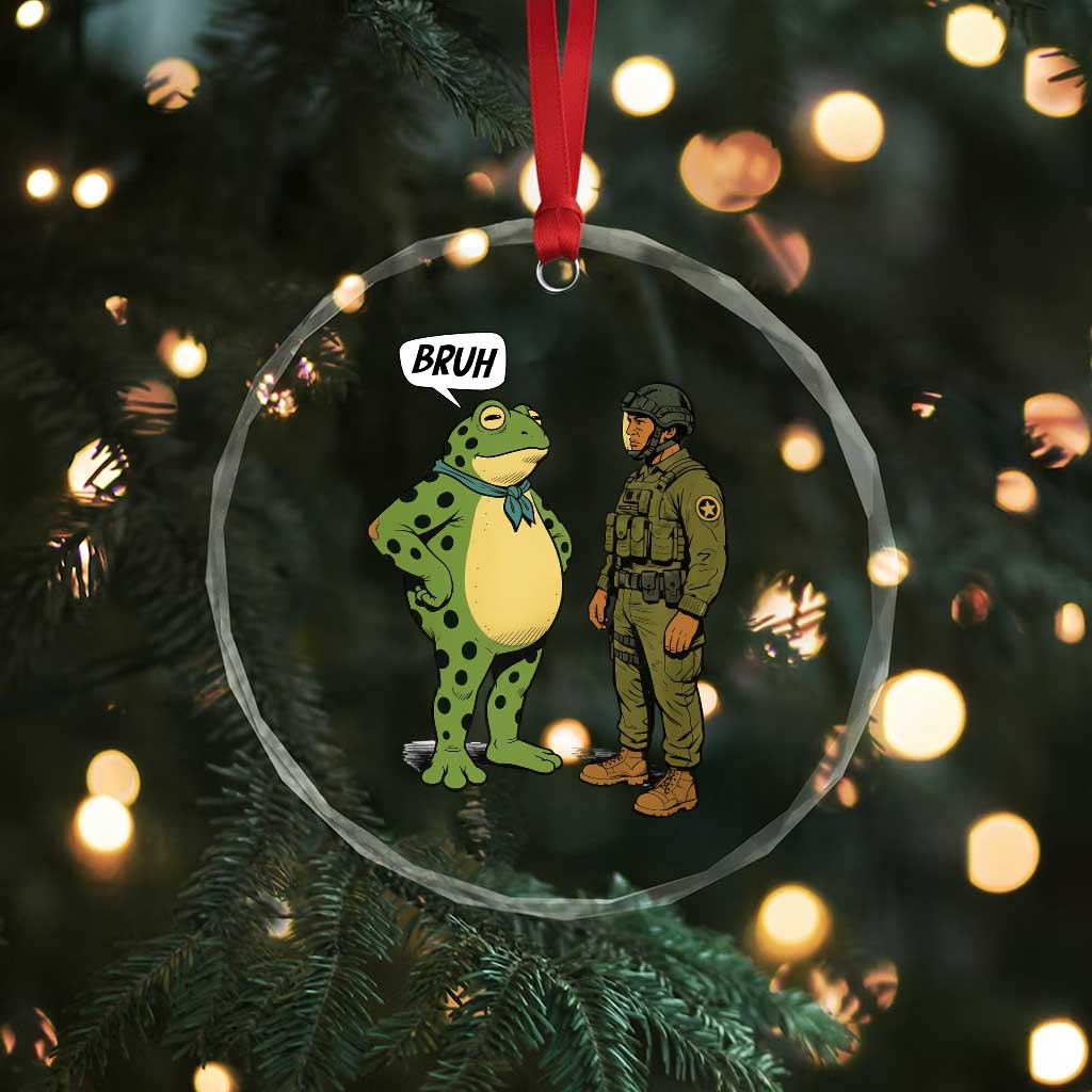 Funny Frog Bruh Resist Meme Crystal Glass Ornament Free Portland Oregon Political Satire - Wonder Print Shop