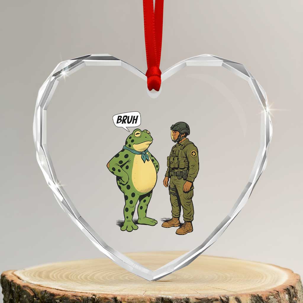 Funny Frog Bruh Resist Meme Heart Crystal Glass Ornament Free Portland Oregon Political Satire - Wonder Print Shop