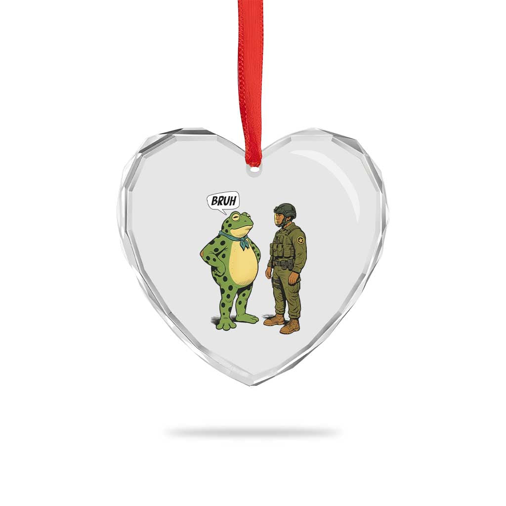 Funny Frog Bruh Resist Meme Heart Crystal Glass Ornament Free Portland Oregon Political Satire - Wonder Print Shop