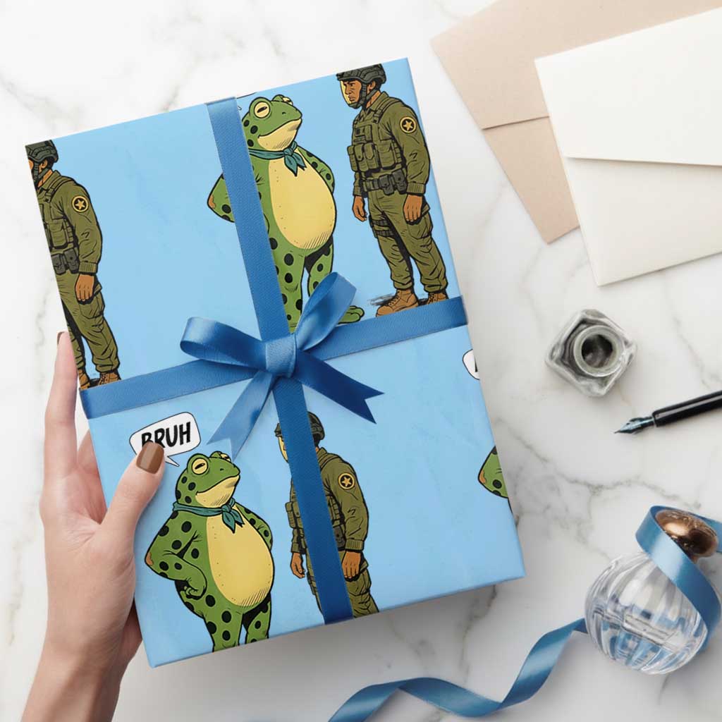 Funny Frog Bruh Resist Meme Wrapping Paper Roll Free Portland Oregon Political Satire - Wonder Print Shop