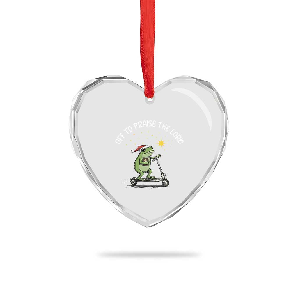 Funny Frog Christian Heart Crystal Glass Ornament Off To Praise The Lord - Wonder Print Shop
