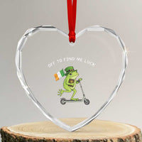 Funny Frog Christian St Patricks Day Heart Crystal Glass Ornament Off To Find Me Lucky