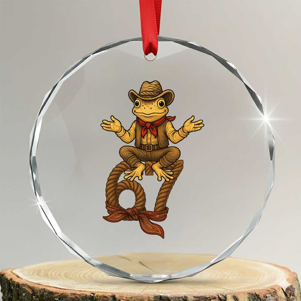 Funny Frog Cowboy Six Seven Meme Crystal Glass Ornament 67 Doot Doot Western Animal Trend Gift - Wonder Print Shop