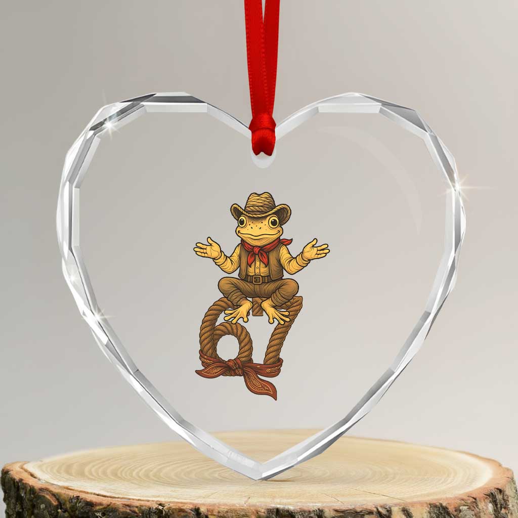 Funny Frog Cowboy Six Seven Meme Heart Crystal Glass Ornament 67 Doot Doot Western Animal Trend Gift - Wonder Print Shop