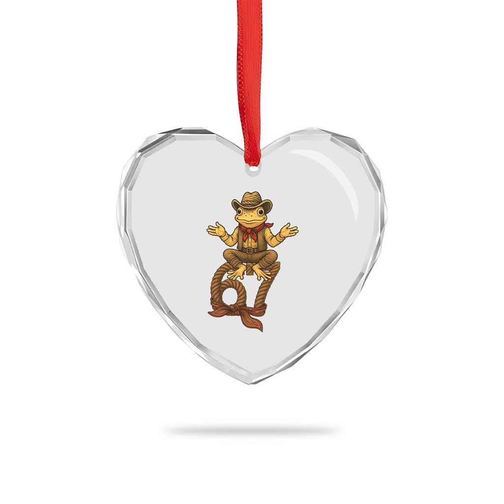 Funny Frog Cowboy Six Seven Meme Heart Crystal Glass Ornament 67 Doot Doot Western Animal Trend Gift - Wonder Print Shop