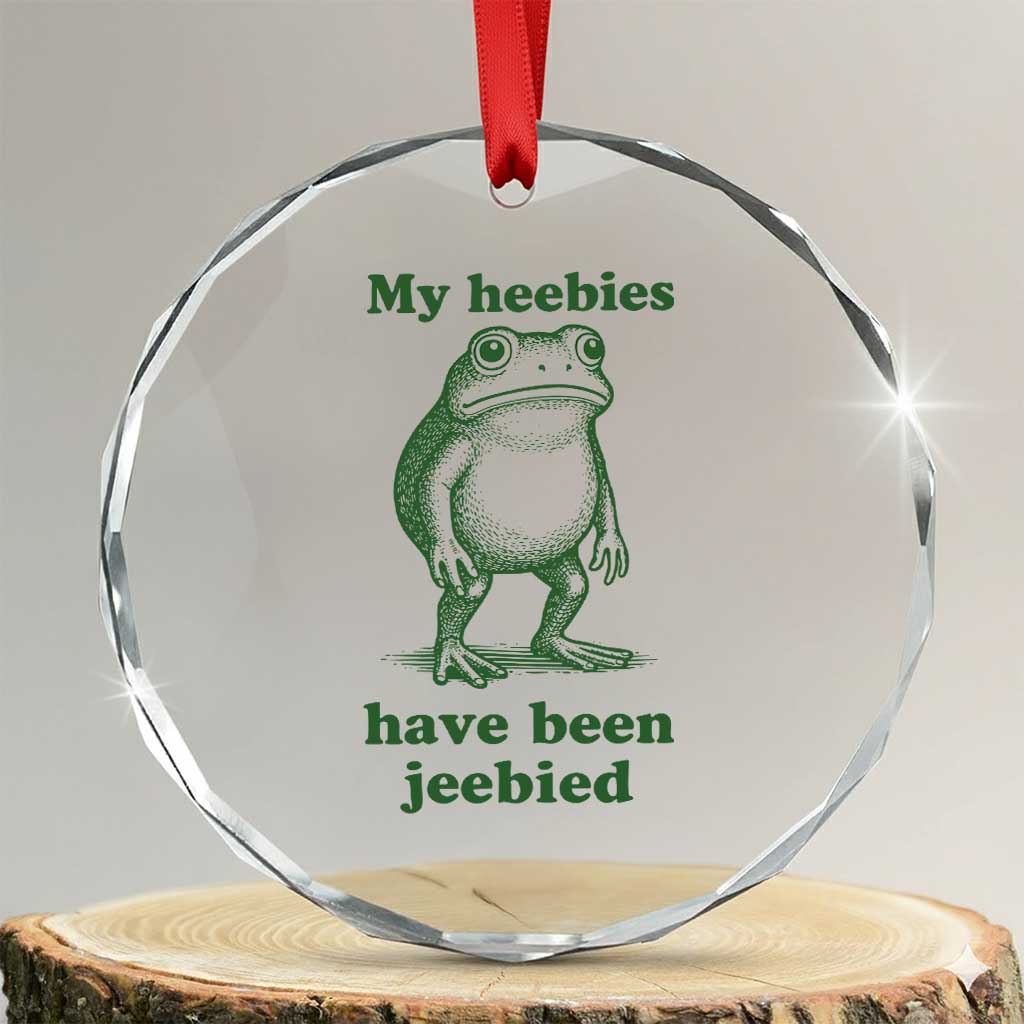 Funny Frog Crystal Glass Ornament My Heebies Have Been Jeebied Weirdcore Meme - Wonder Print Shop