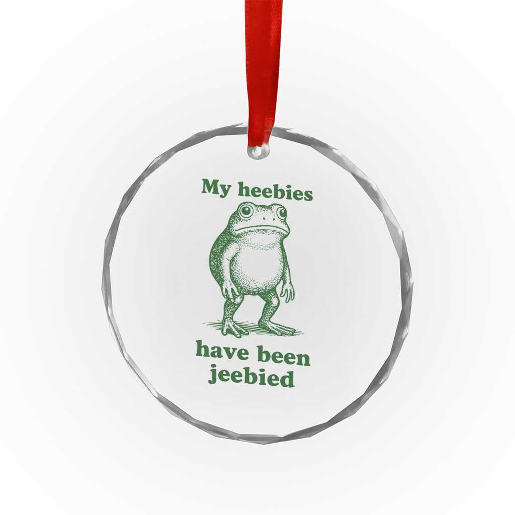 Funny Frog Crystal Glass Ornament My Heebies Have Been Jeebied Weirdcore Meme - Wonder Print Shop