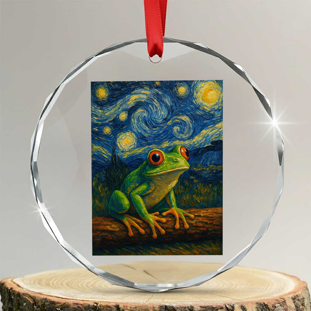 Funny Frog Crystal Glass Ornament Van Gogh Style Starry Night - Wonder Print Shop