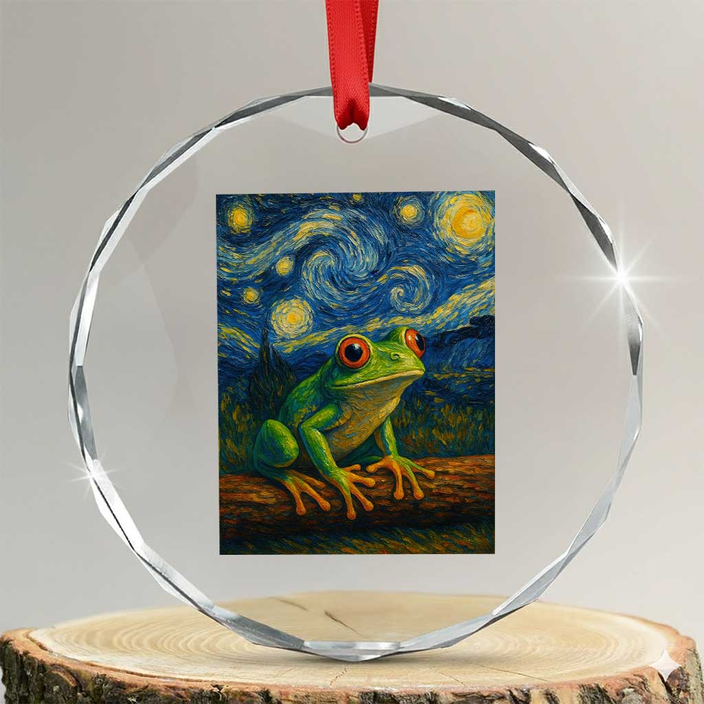 Funny Frog Crystal Glass Ornament Van Gogh Style Starry Night TS12