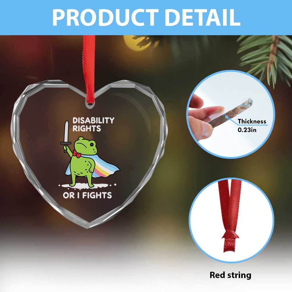 Funny Frog Disability Pride Flag Warrior Heart Crystal Glass Ornament Disability Rights Or I Fights