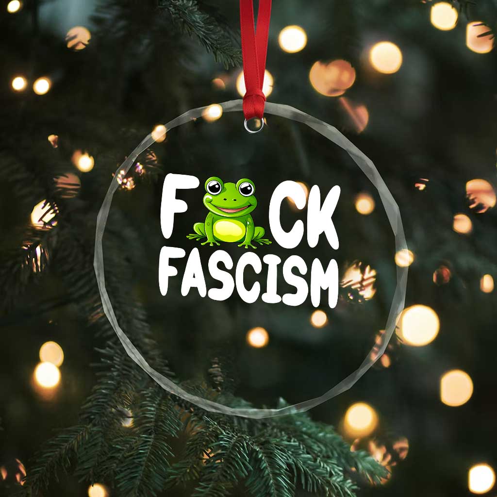 Funny Frog Fck Fascism Crystal Glass Ornament Resist Protest Human Rights - Wonder Print Shop