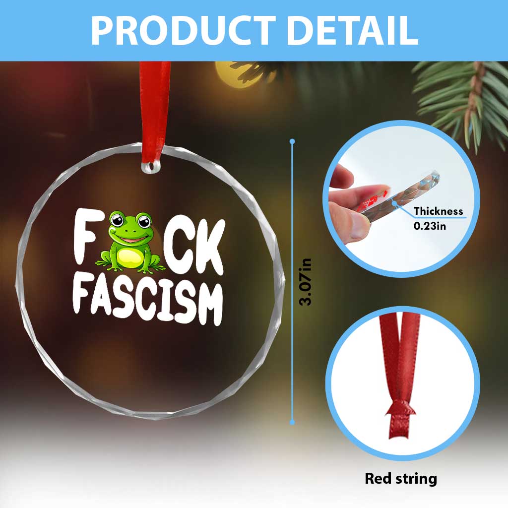 Funny Frog Fck Fascism Crystal Glass Ornament Resist Protest Human Rights - Wonder Print Shop