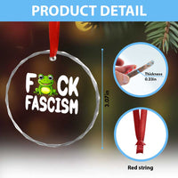 Funny Frog Fck Fascism Crystal Glass Ornament Resist Protest Human Rights - Wonder Print Shop