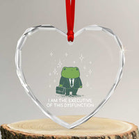 Funny Frog Heart Crystal Glass Ornament I Am The Executive Of This Dysfunction - Wonder Print Shop