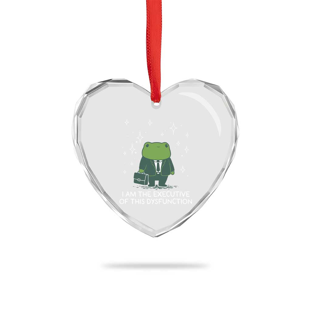 Funny Frog Heart Crystal Glass Ornament I Am The Executive Of This Dysfunction - Wonder Print Shop