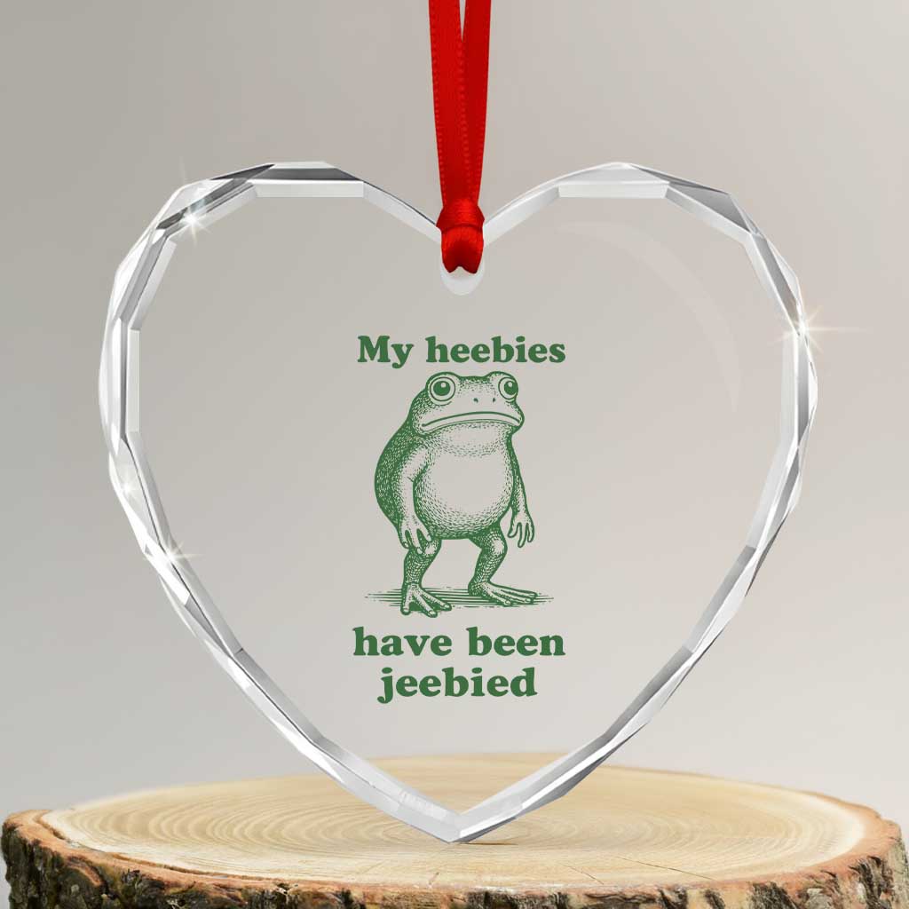 Funny Frog Heart Crystal Glass Ornament My Heebies Have Been Jeebied Weirdcore Meme - Wonder Print Shop
