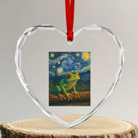 Funny Frog Heart Crystal Glass Ornament Van Gogh Style Starry Night - Wonder Print Shop