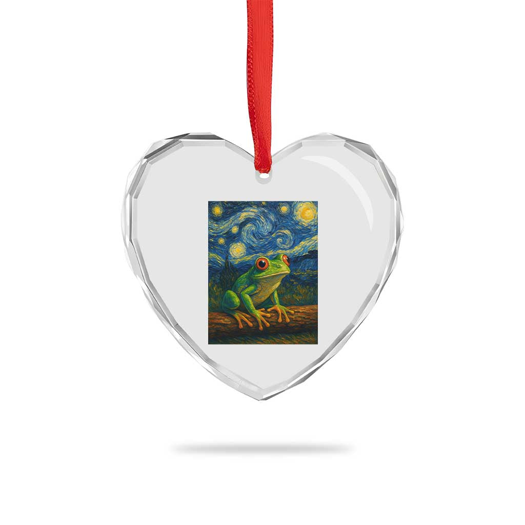 Funny Frog Heart Crystal Glass Ornament Van Gogh Style Starry Night - Wonder Print Shop