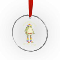 Funny Frog LGBTQ Crystal Glass Ornament Misgenderin Folks Aint Very Cowboy Pride Rainbow