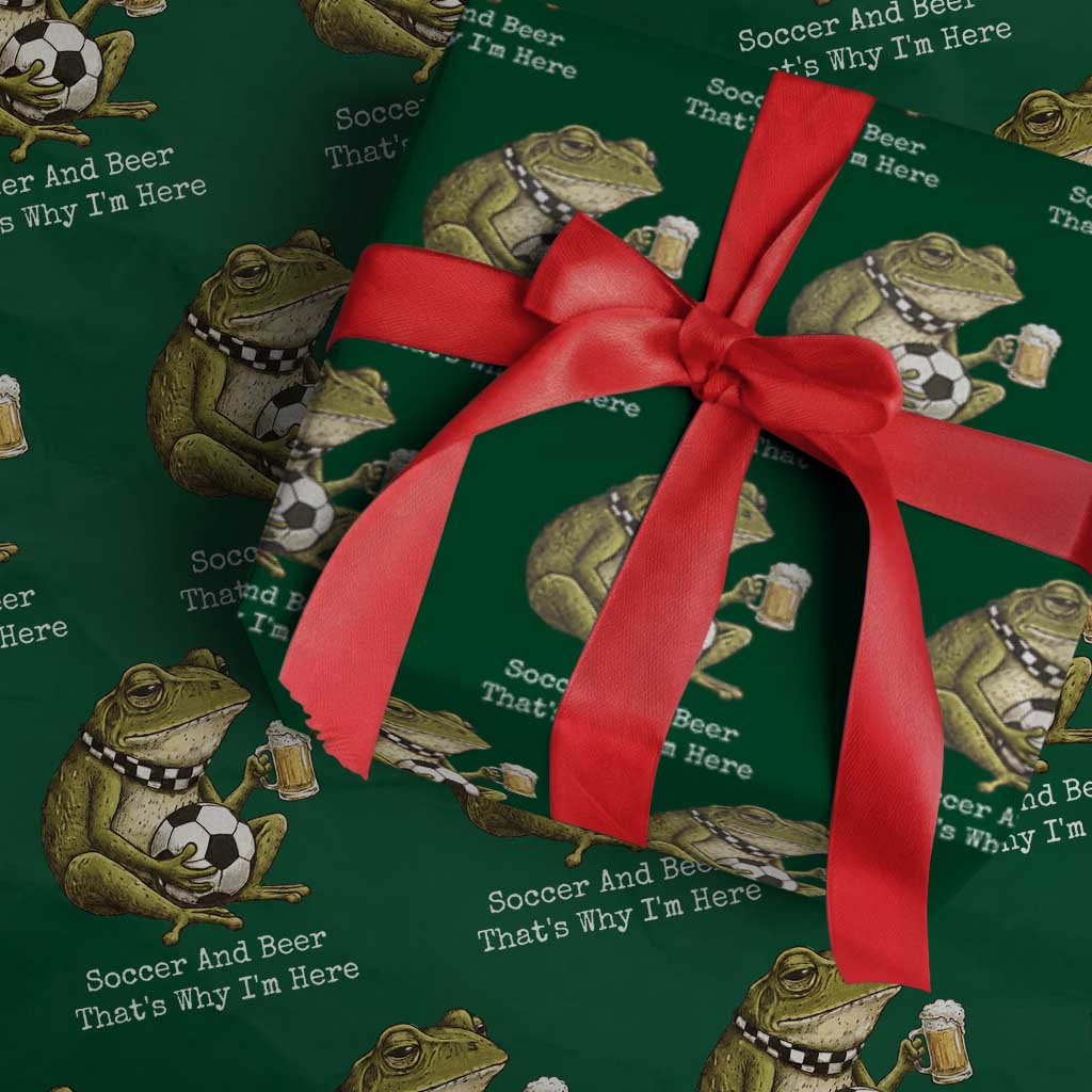Funny Frog Lover Wrapping Paper Roll Soccer And Beer That Is Why I Am Here