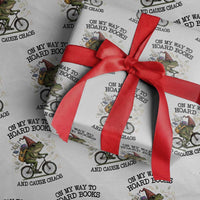 Funny Frog Meme Wrapping Paper Roll On My Way to Hoard Books and Cause Chaos - Wonder Print Shop