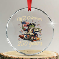 Funny Frog Off To Celebrate 250 Years Of Freedom Crystal Glass Ornament Patriotic Gift