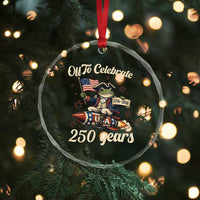 Funny Frog Off To Celebrate 250 Years Of Freedom Crystal Glass Ornament Patriotic Gift