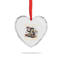 Funny Frog Off To Celebrate 250 Years Of Freedom Heart Crystal Glass Ornament Patriotic Gift