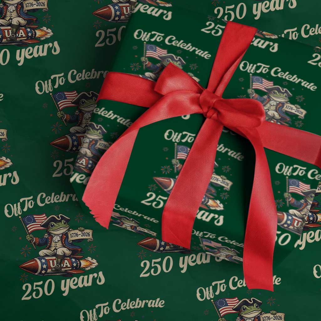 Funny Frog Off To Celebrate 250 Years Of Freedom Wrapping Paper Roll Patriotic Gift