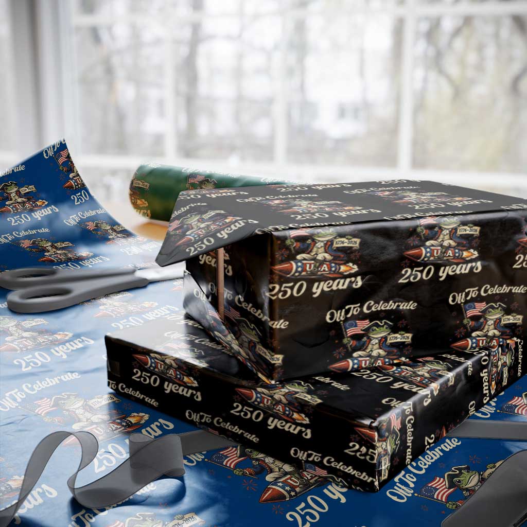 Funny Frog Off To Celebrate 250 Years Of Freedom Wrapping Paper Roll Patriotic Gift