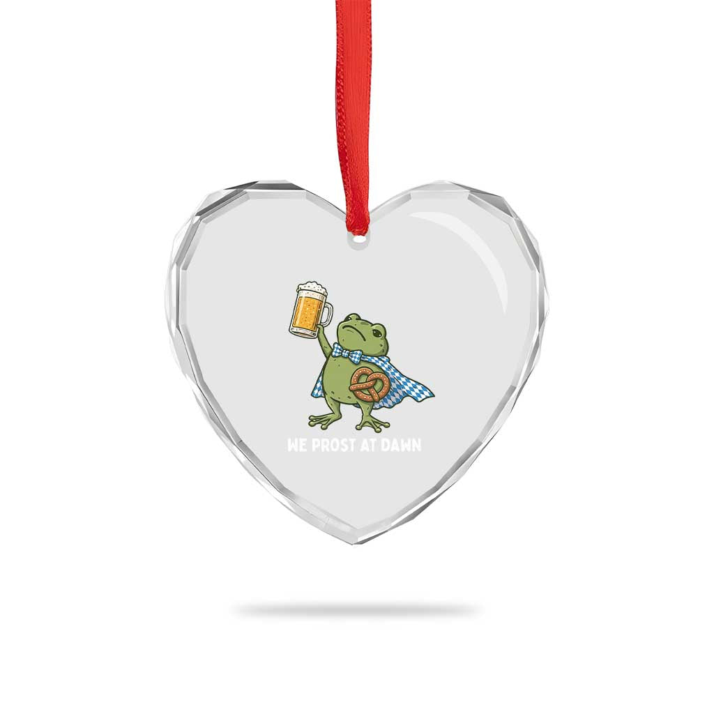 Funny Frog Oktoberfest Bavarian Beer Lover Heart Crystal Glass Ornament We Prost At Dawn