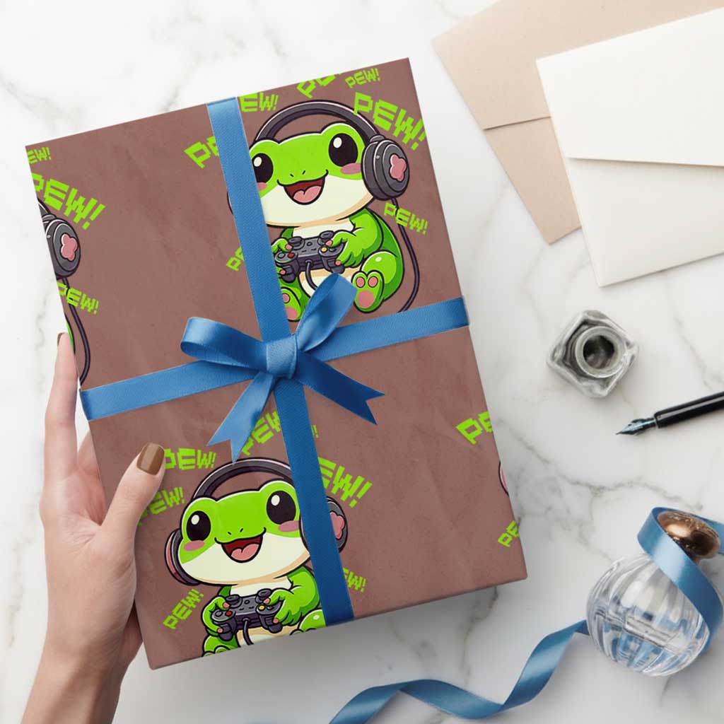 Funny Frog Playing Video Game Gift Wrapping Paper Roll - Wonder Print Shop