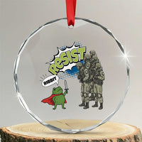 Funny Frog Protest Comic Graphic Crystal Glass Ornament Ribbit Resist Stand Against - Wonder Print Shop