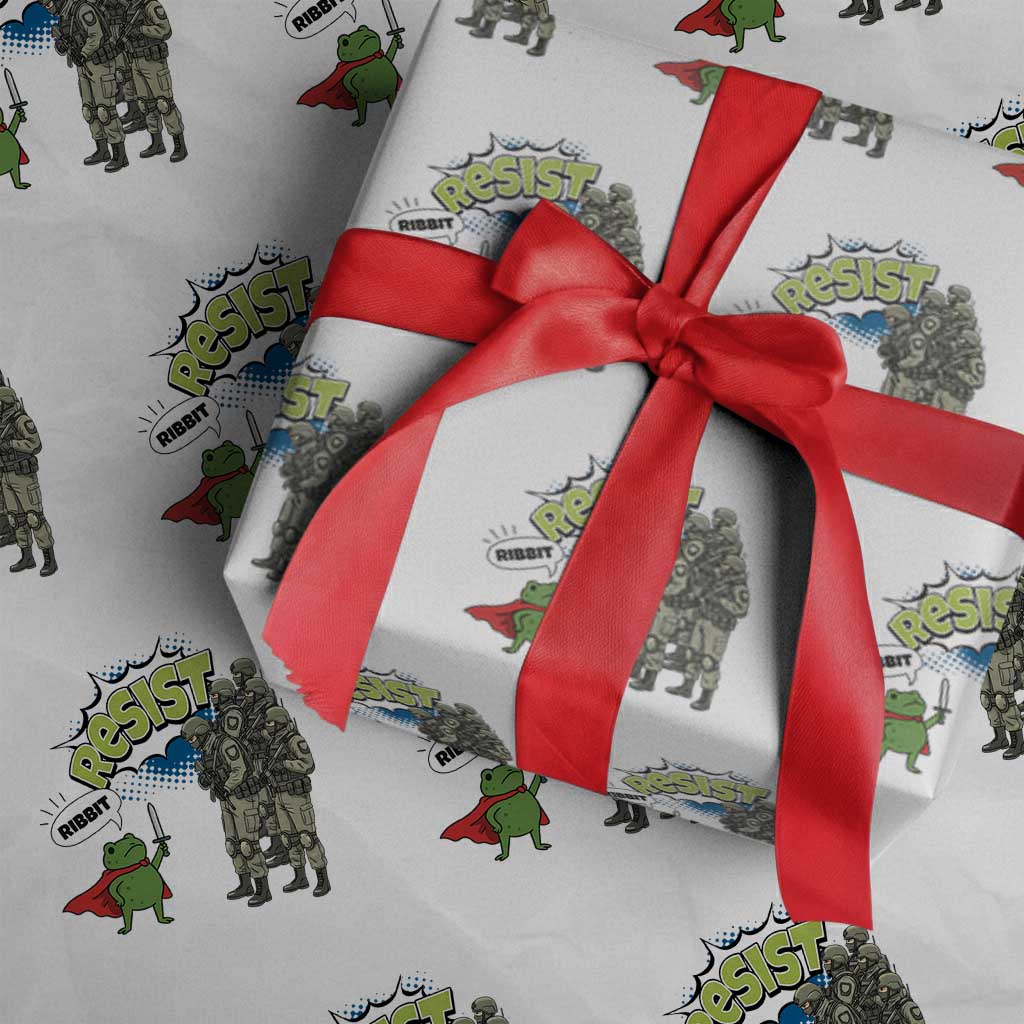 Funny Frog Protest Comic Graphic Wrapping Paper Roll Ribbit Resist Stand Against - Wonder Print Shop
