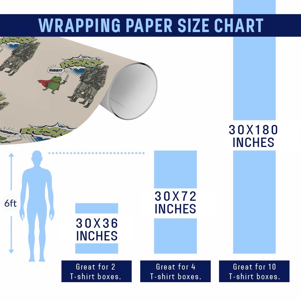 Funny Frog Protest Comic Graphic Wrapping Paper Roll Ribbit Resist Stand Against - Wonder Print Shop