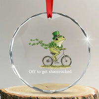 Funny Frog St Patricks Day Meme Crystal Glass Ornament Off To Get Shamrocked