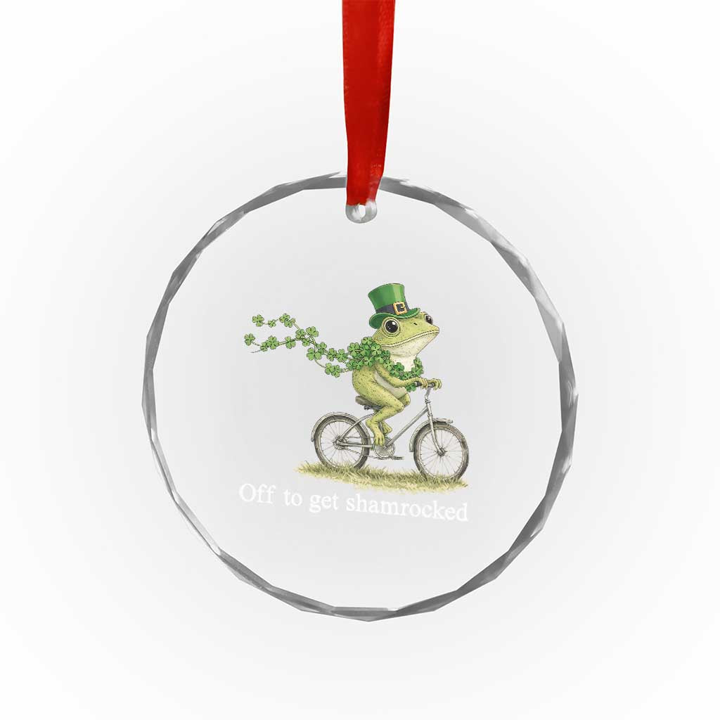 Funny Frog St Patricks Day Meme Crystal Glass Ornament Off To Get Shamrocked