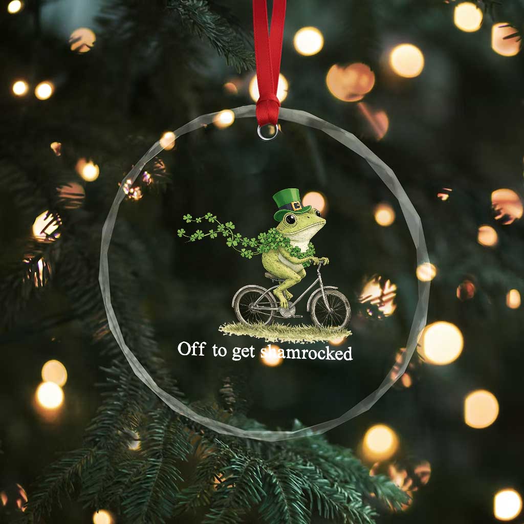 Funny Frog St Patricks Day Meme Crystal Glass Ornament Off To Get Shamrocked