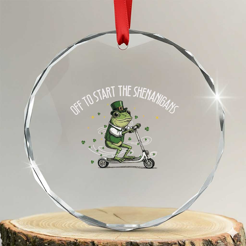 Funny Frog St Patricks Day Meme Crystal Glass Ornament Off To Start The Shenanigans