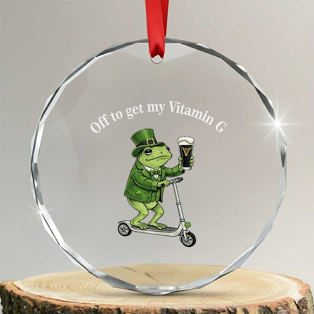 Funny Frog St Patricks Day Meme Crystal Glass Ornament Vitamin G Irish Beer