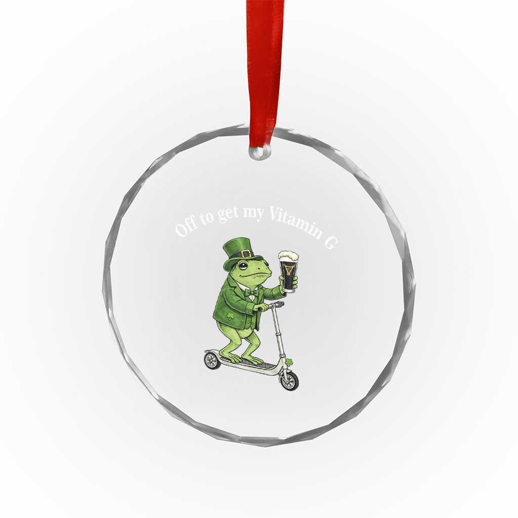 Funny Frog St Patricks Day Meme Crystal Glass Ornament Vitamin G Irish Beer