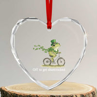 Funny Frog St Patricks Day Meme Heart Crystal Glass Ornament Off To Get Shamrocked
