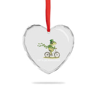 Funny Frog St Patricks Day Meme Heart Crystal Glass Ornament Off To Get Shamrocked