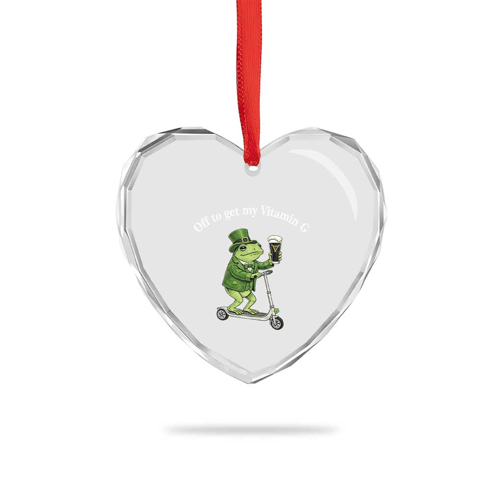 Funny Frog St Patricks Day Meme Heart Crystal Glass Ornament Vitamin G Irish Beer